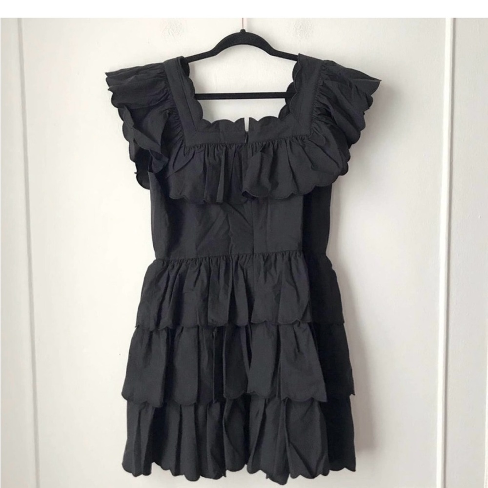 HUNTER BELL Ramsey Dress Black Ruffled Mini Dress